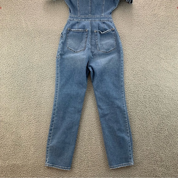 Good American Women's Utility Jumpsuit Denim 6 Pockets Straight Legs -  Size: 1 - Picture 9 of 16